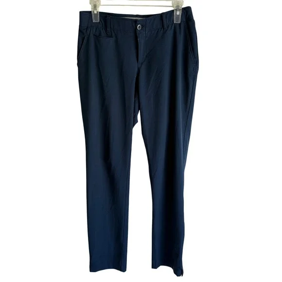 UNDER ARMOUR Navy Ladies Fitted Golf Activewear Dri-Fit Pants, 6