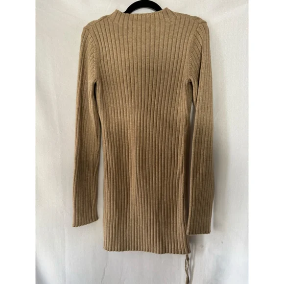 Women's AKIRA Ribbed Knit Sweater Dress Tan XL