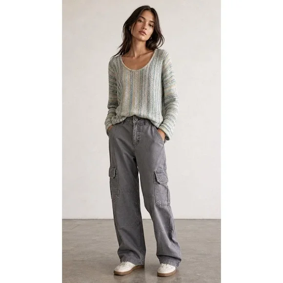 Garage Cargo Pants Women 00 Grey Utility Straight Leg Streetwear Grunge Punk Y2K
