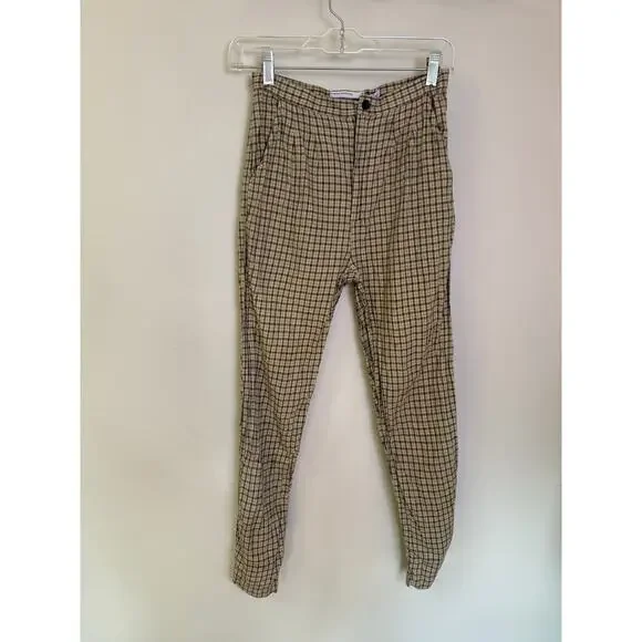 Urban Renewal XS Plaid Tapered Pants Made in USA from Vintage Fabric