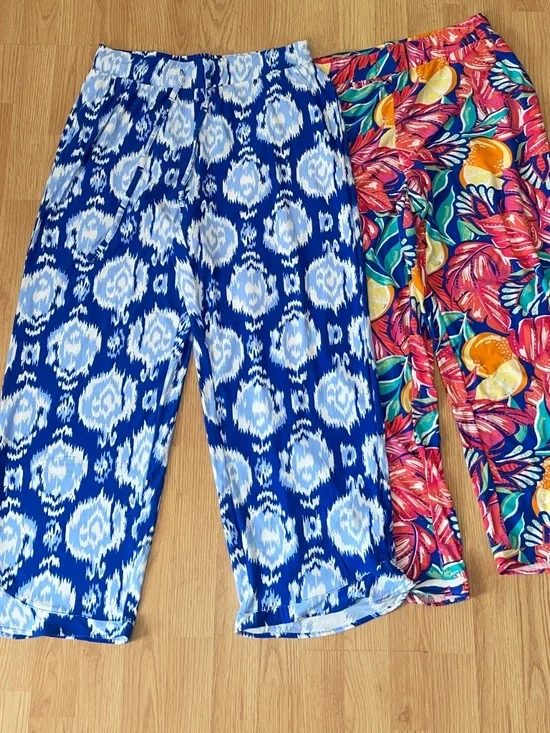 Crown & Ivy Bundle Pull On Loose Fit Ankle Palazzo Pants Size Large