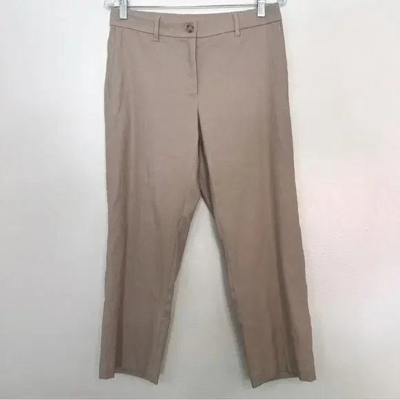 J.Jill Stretch Linen Blend High Rise Straight Leg Minimalist Cropped Pants SZ 6