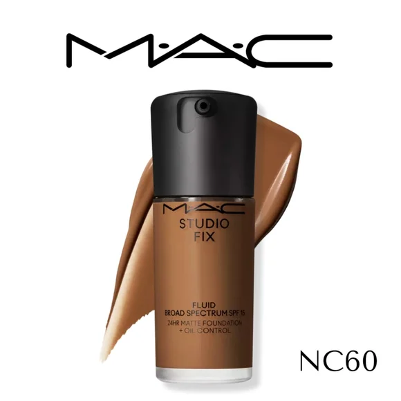 🤎 MAC- Studio Fix Fluid SPF15 24HR Foundation + Oil Control - NC60