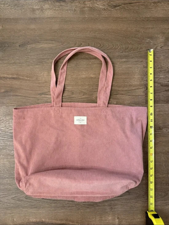 Sezane Rose Pink Mauve Corduroy Tote