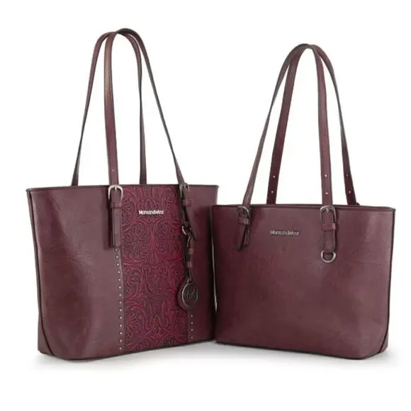 Montana West Tote Bag. A Embossed Collection Purse 2Pcs Set