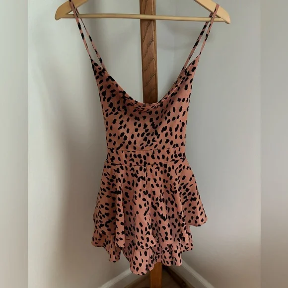 Fashion Nova XS Cowl Neck Ruffle Bottom Romper
