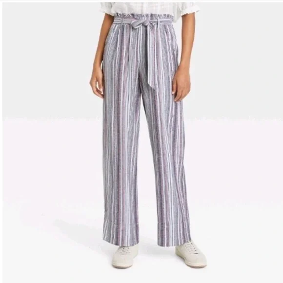 Knox Rose™ Women's High-Rise Wide Leg Pants Color: Striped Size M