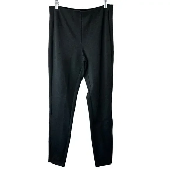 Polo Ralph Lauren Charcoal Gray Stretchy Pull-On Fitted Pants Zip Hems Womens 10