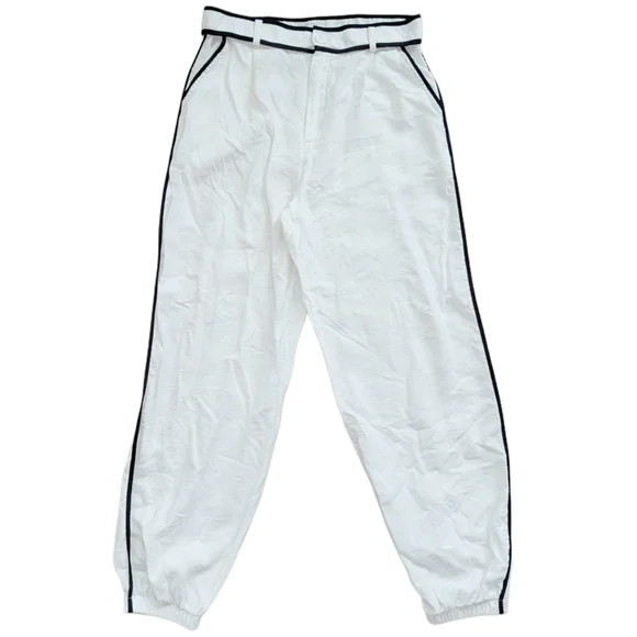 Paper Crane White Black Trim Jogger Pants Size Large