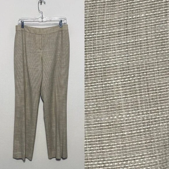 Lafayette 148 New York Pants Womens 4 Beige Barrow Wool Quiet Luxury Career