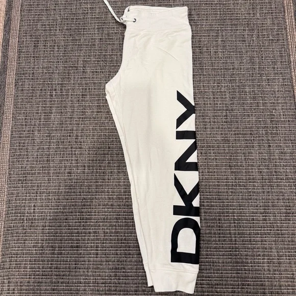 DKNY Cream Joggers with Black Side Logo Panel