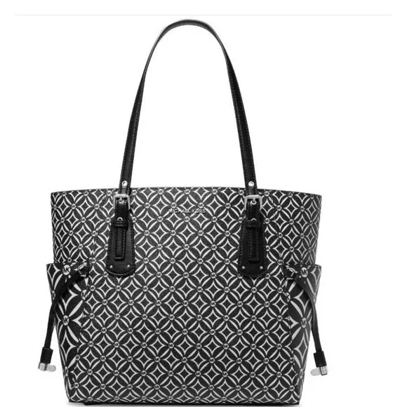 NWT Michael Kors Voyager East West Tote • Black White New With Tags‎ RARE beauty