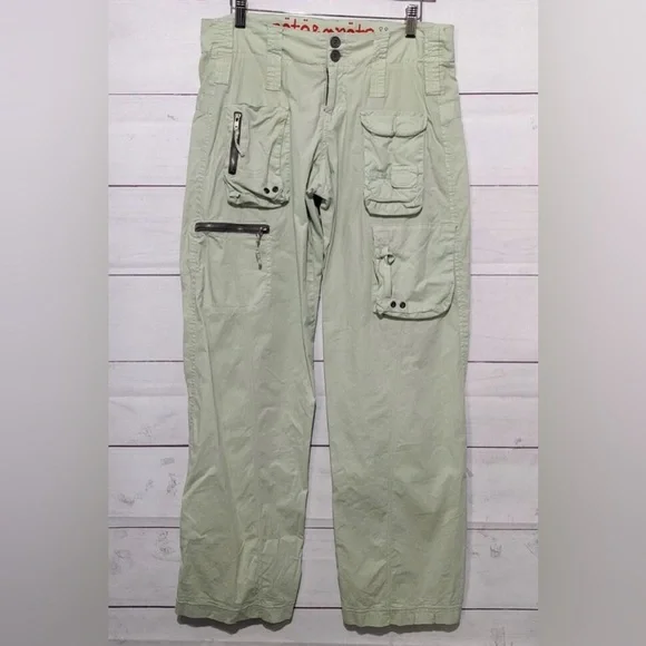 Pete & Greta Johnny Was Marika Mid Rise Cargo Pants Mint Green Women's Size 8