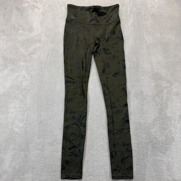 SPANX Pants Women's Small Legging Shine Green Camo Hi Rise Activewear Athleisure