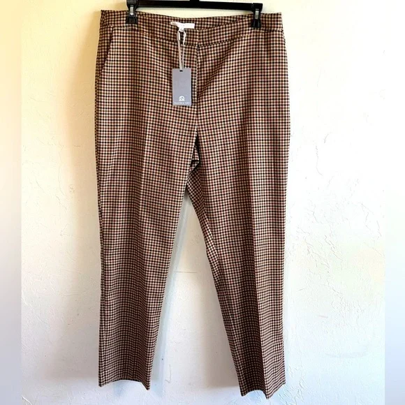 NWT Preston & York Brown Plaid Straight Leg Flattering Career Pants Sz 16