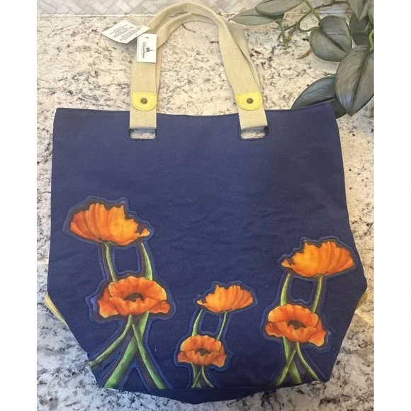 Epcot‎ International Flower & Garden Festival blue tote poppies NWT DAMAGE READ