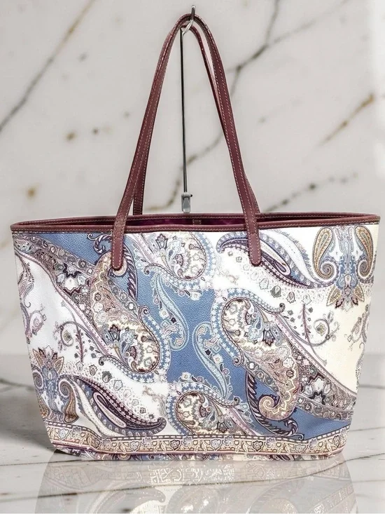 ETRO 2015 Paisley Leather Tote Bag 😍🩵💙
