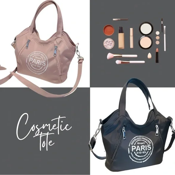 NEW Paris Cosmetic Tote - Pink, black and tan