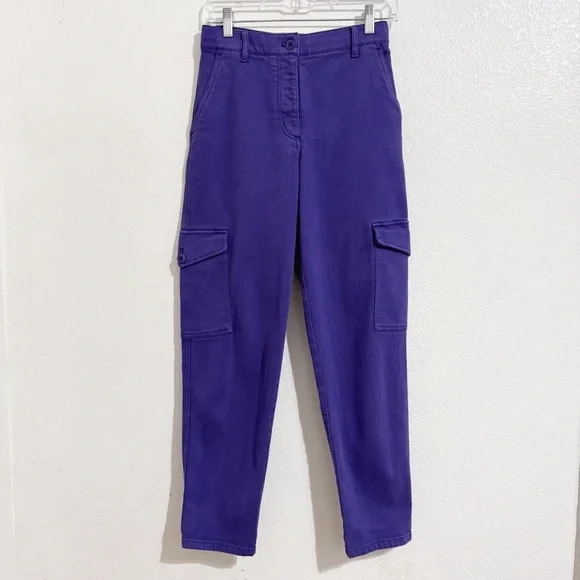 Aritzia Wilfred Free Modern High-Waisted Twill Cargo‎ Pants in Purple