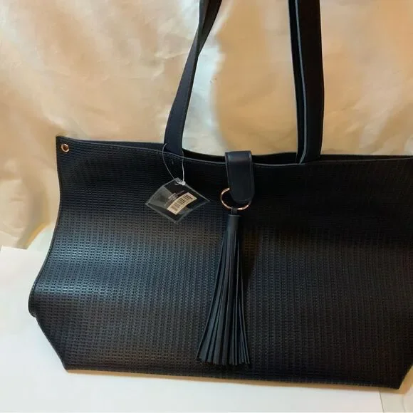 NEW Navy Blue ULTA Beauty Navy Large Tote Bag Snap Closure w/ Tassel