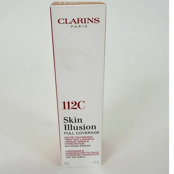 Clarins Foundation Skin Illusion Full Coverage 112C Matte Longwear Hydrating New