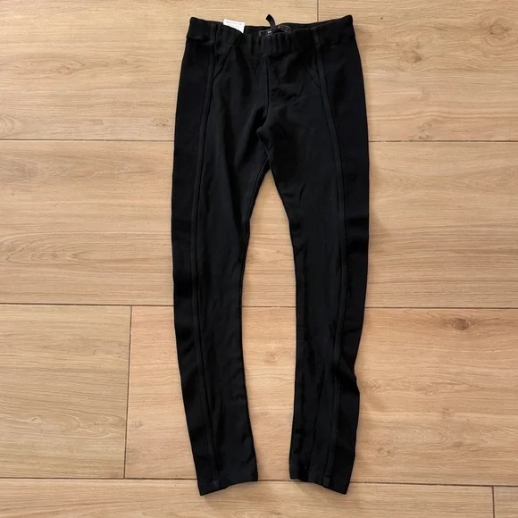 BCBGMAXAZRIA Womens Black Ribbed Side Panel Leggings Ponte Knit‎ Pants Small