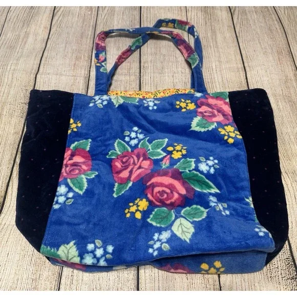 NWOT Matilda Jane Carry All Large Bag Tote Velvet Velour Floral Lined Boho Tub6