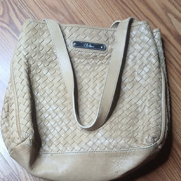 Vintage Cole Haan Tan‎ Woven Tote Bag
