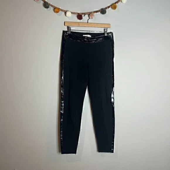 Anne Fontaine black faux leather accent Suzon pants