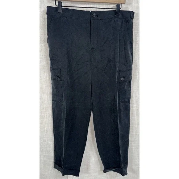 NWT‎ Banana Republic TENCEL Cargo Trouser Pants Women's Sz 8 Black Cuff $89.50