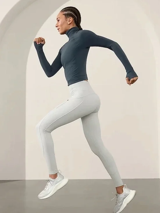 Athleta Rainier High Rise Legging Orion Gray Cold Weather Fleece Tight MINT | L