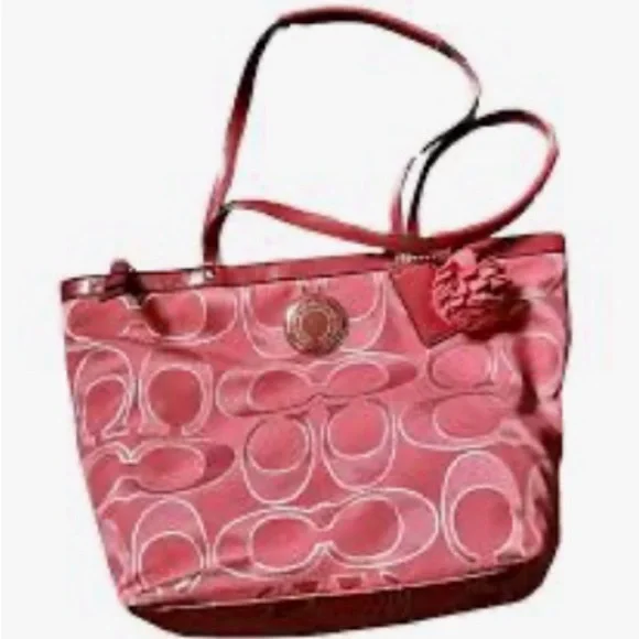 Coach Pink Signature Tote Bag‎