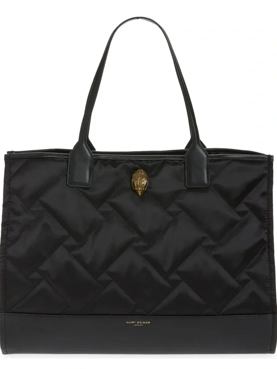 Kurt Geiger NWT Black Quilted Tote with Gold Emblem