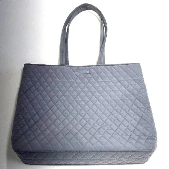 Vera Bradley Carbon Gray Quilted Purse Medium Tote Rose Interior