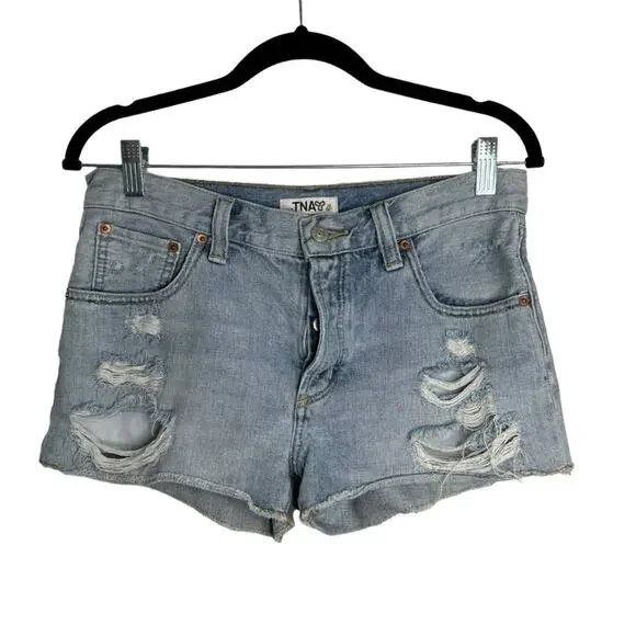 TNA Aritzia Button Fly Distressed Shorts