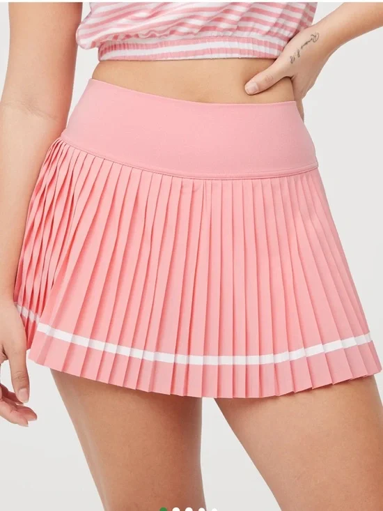 Aerie Offline All Aces Pleated High Rise Pocket Tennis Skirt Skort Pink Small