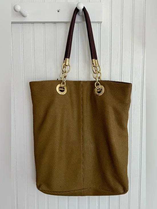 Cynthia Rowley Olive Green Tote Bag with Gold Hardware