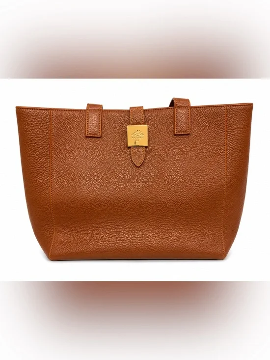 Mulberry Cognac Brown Leather Large Shoulder Tote Gold Hardware