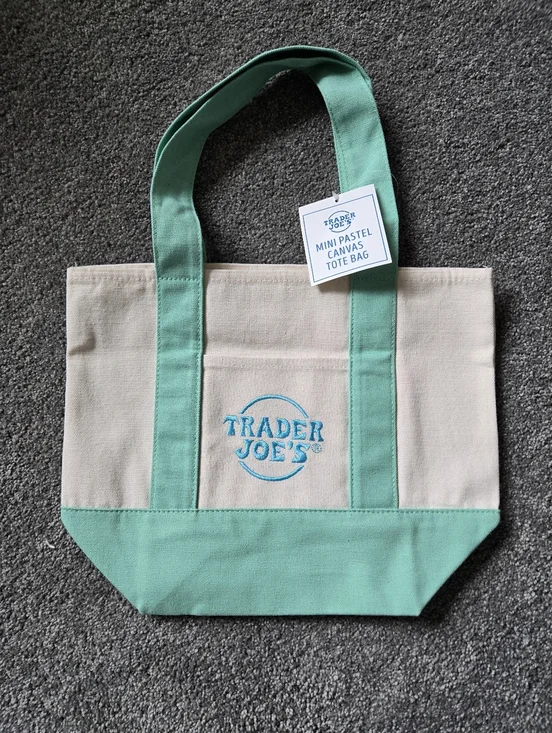 Trader Joe's Mini Pastel Canvas Tote Bag in Mint