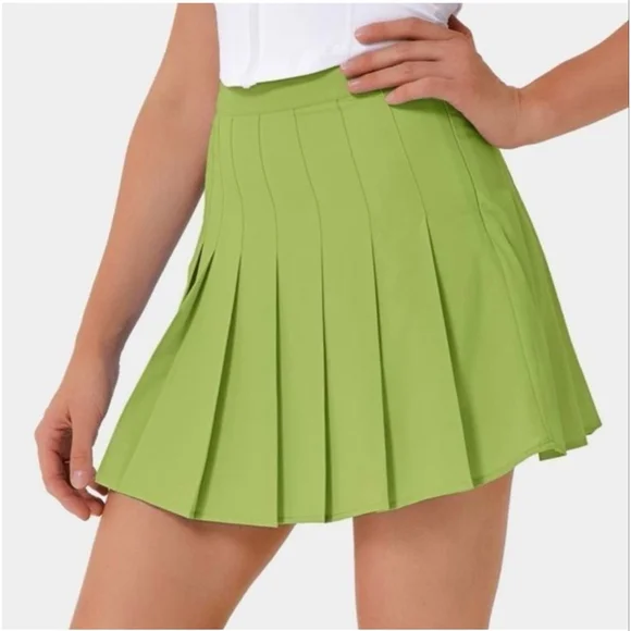 Halara Everyday SoftlyZero™ Green Pleated Tennis Skirt Skort L NWT