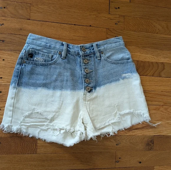 KanCan Button Fly Dye Dip Jean Cut Off Shorts