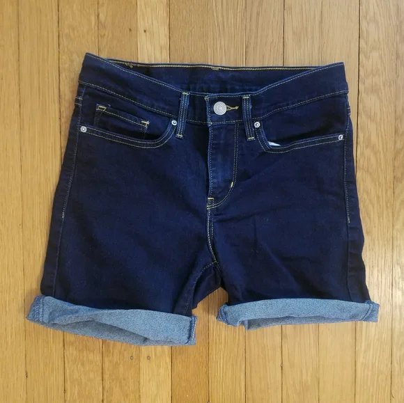 Levi's jean shorts. Dark wash.