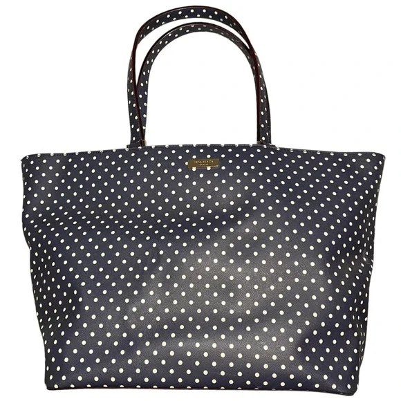 Kate Spade New York Navy Cream Polka Dot Grant Street Jules Large Tote Bag‎