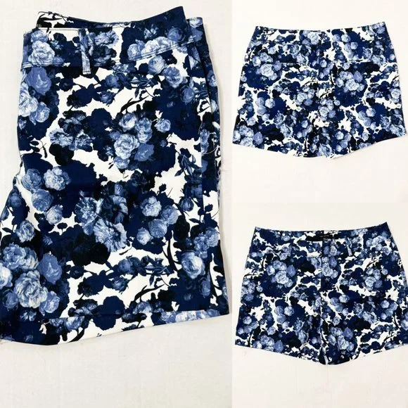 The Limited NWOT Sz 14 Blue Multi Flat Front Short