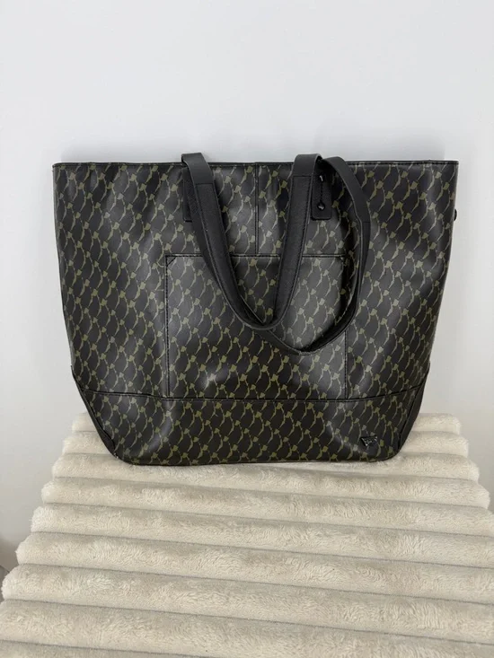 Anthropologie Joy Gryson Iiibeca Black Print Leather Reade Street Tote