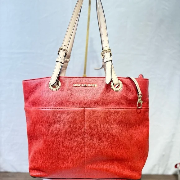 Michael Kors orange and Cream Tote with Metal Hardware