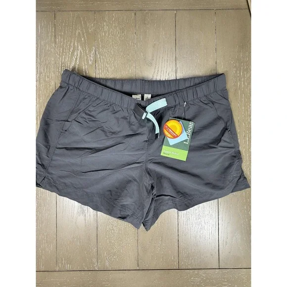 LL Bean Supplex Belted Shorts Womens Large Gray SunSmart UPF 50+ Outdoor‎ Hiking