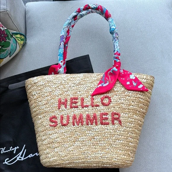 Twilly Zip Top Tote Bag w Scarves NWT Vintage Havana HELLO SUMMER 🌞