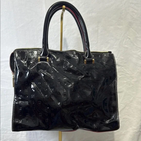 Arcadia Black Patent Leather Tote with Elegant Structure