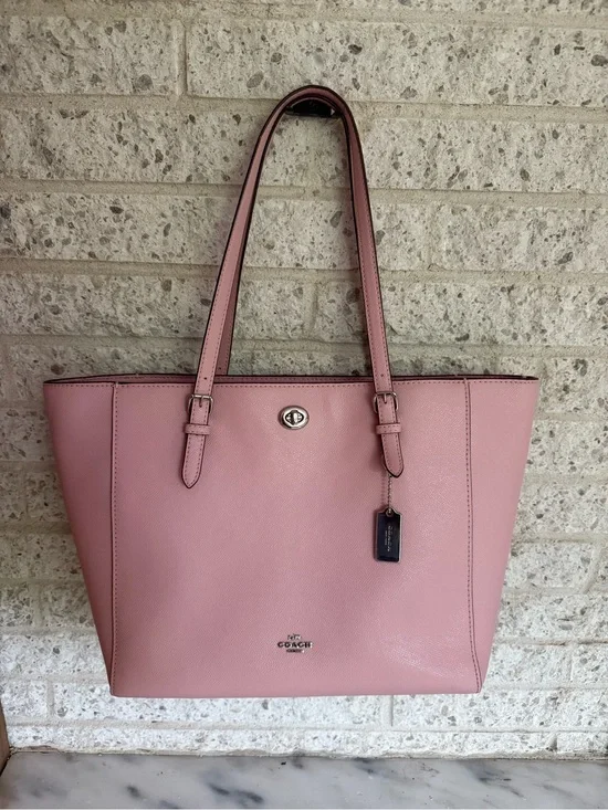 Coach Pink Large Leather Tote with Turnlock and Hangtag